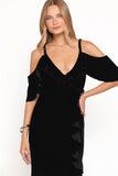Micah Off Shoulder Velvet Maxi Dress Black