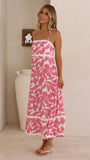 Seraphina Midi Dress Fuchsia White Print