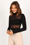 Kingsley Mesh Long Sleeve Bodysuit Black
