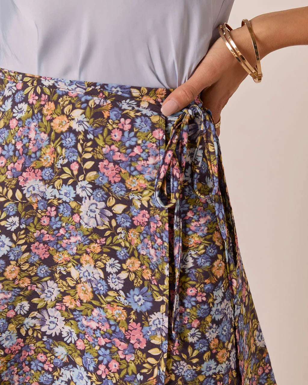 Willow Bloom Floral Wrap Mini Skirt