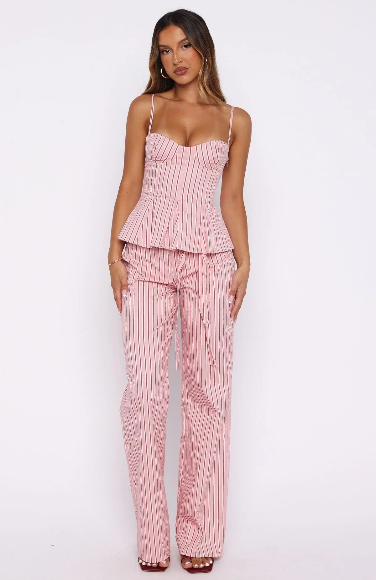 Tempt Me Not Pants Pink Stripe