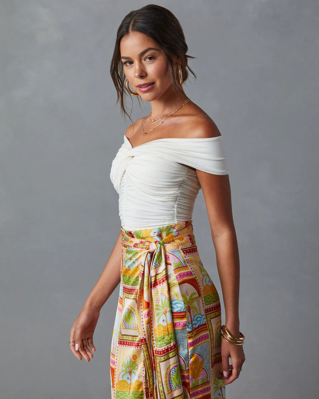 Trisha Off The Shoulder Ruched Bodysuit