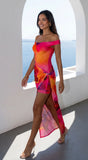 Solmira Mesh Off Shoulder Maxi Dress Pink Multi