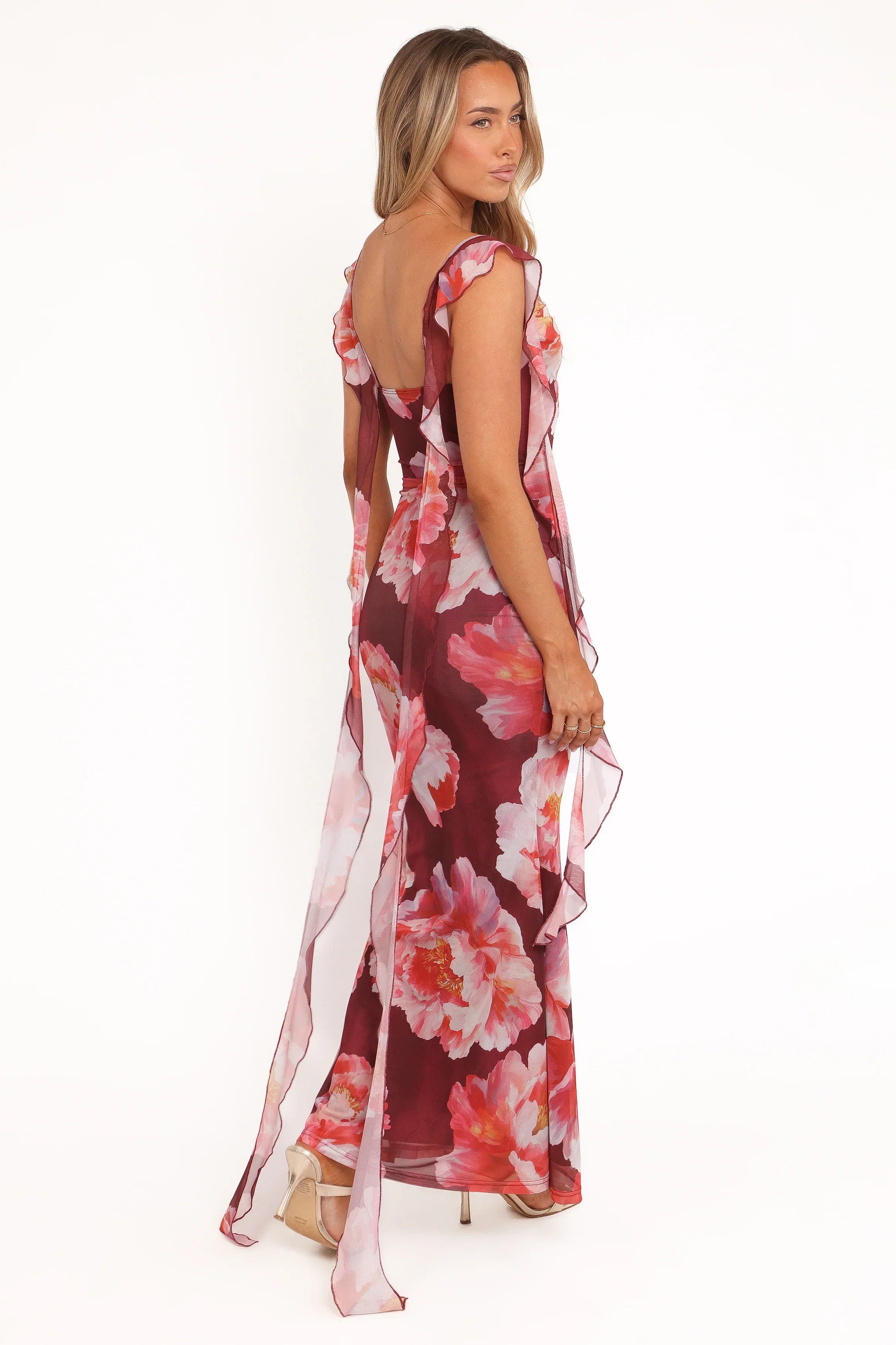 Chiara Maxi Dress Burgundy Peony