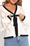 Lainy Bow Tie Font Cardigan Cream