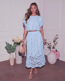 Morning Dew Floral Lace Midi Skirt