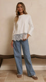 Alina Lace Trim Top White
