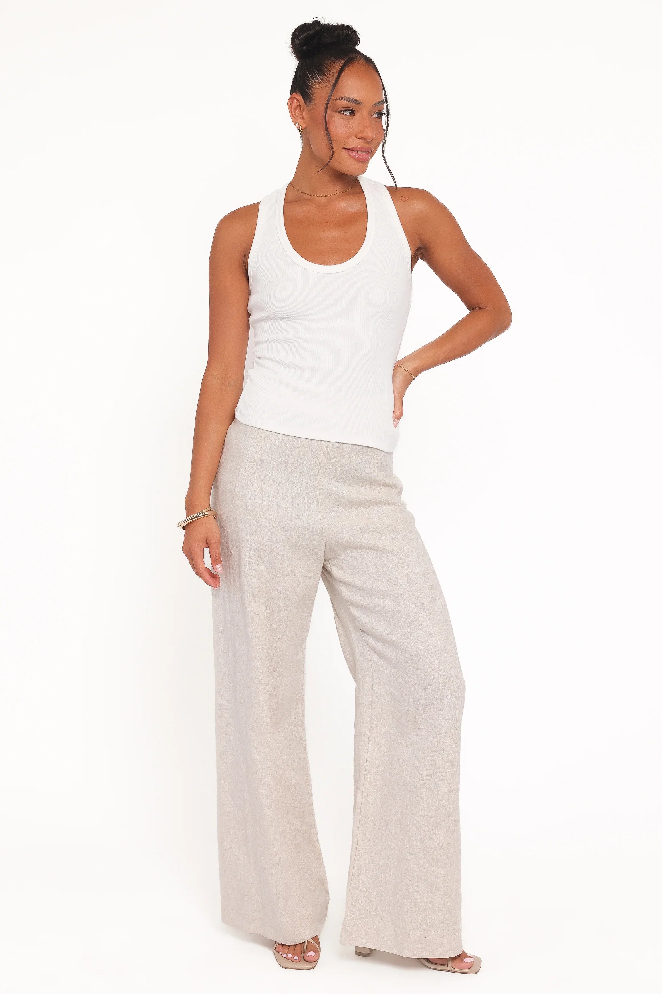 Miles Racerback Rib Knit Tank Top White