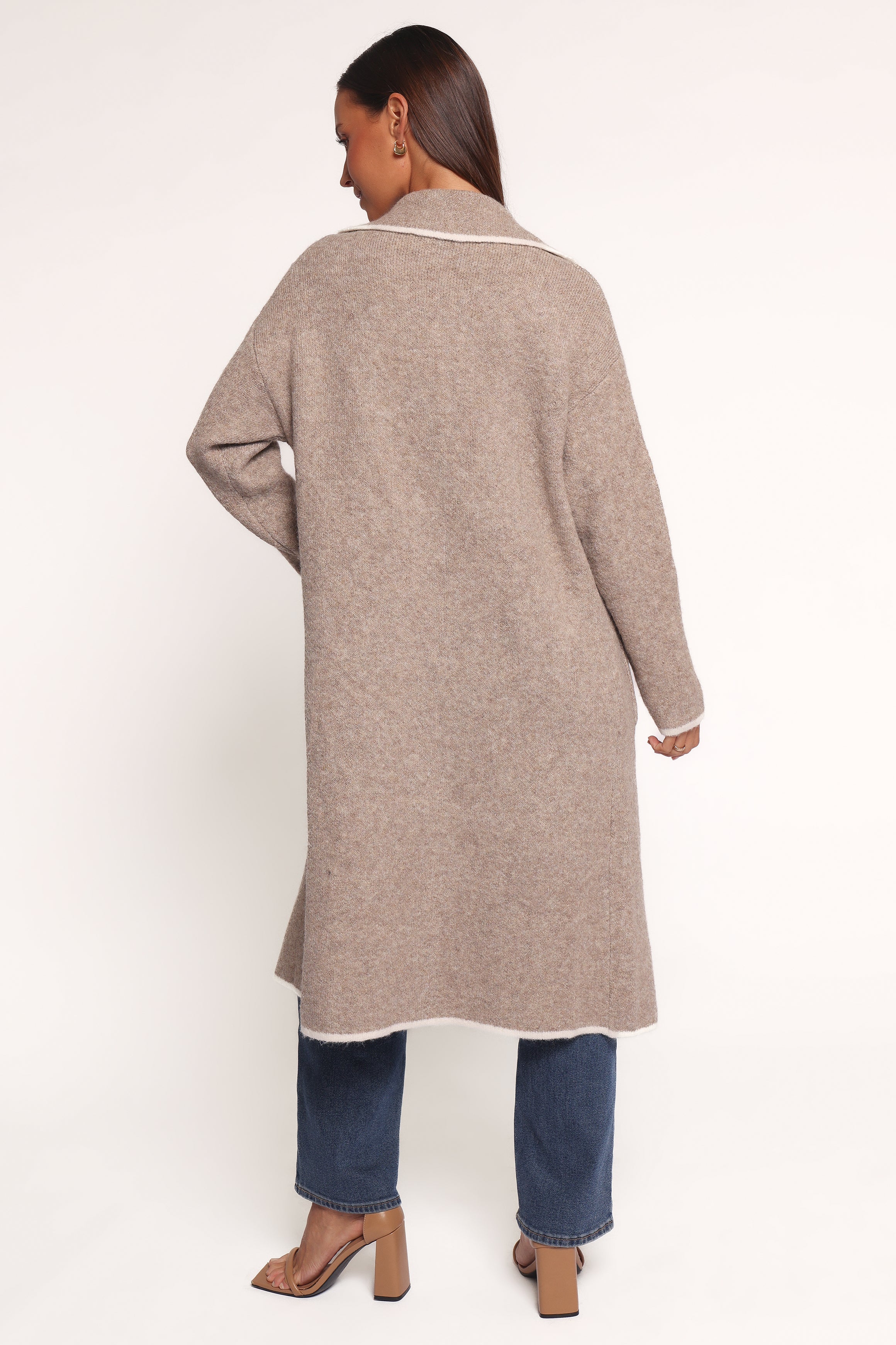 Katia Contrast Trim Coatigan Beige