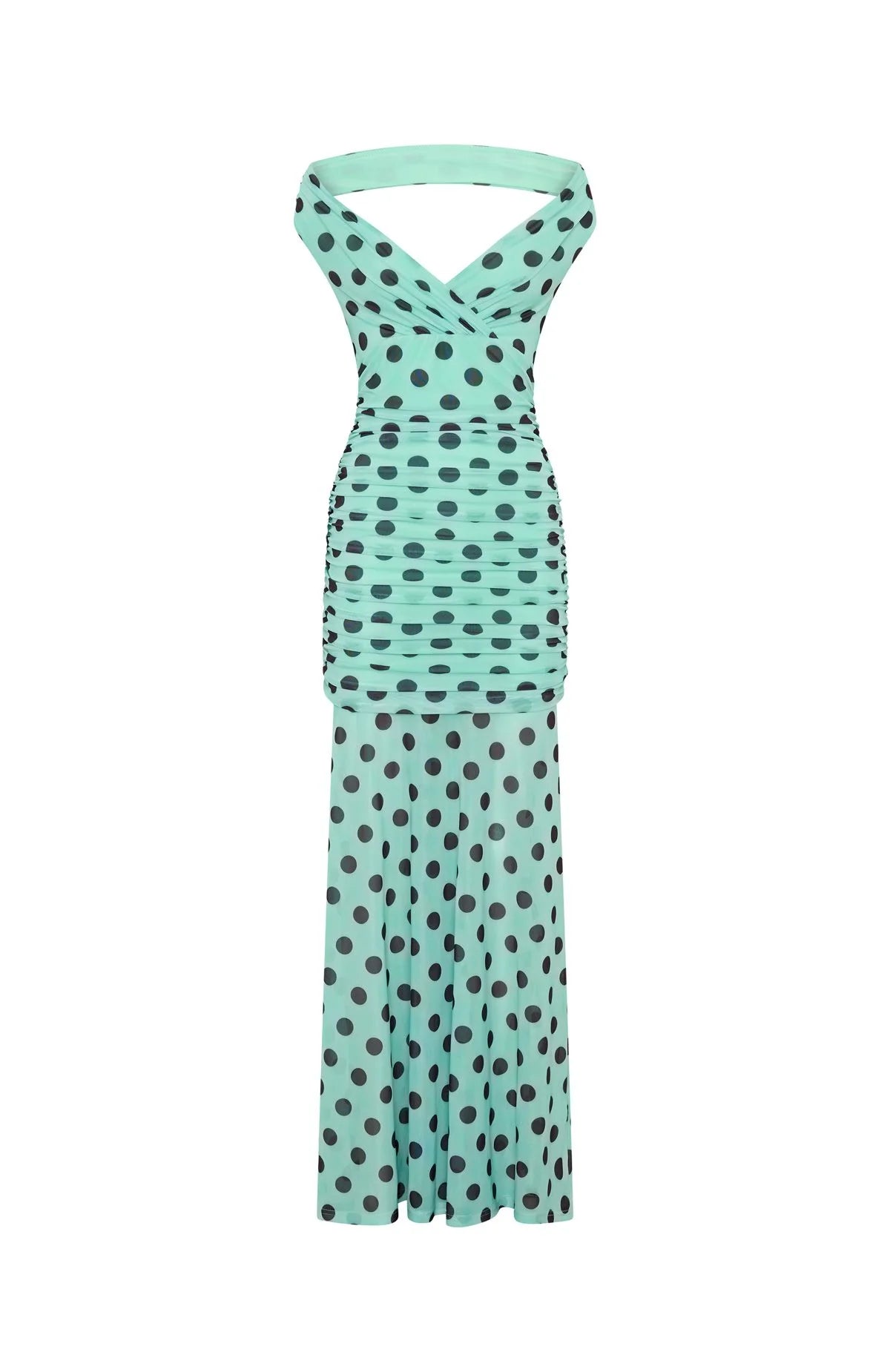 Sweet And Chic Maxi Dress Aqua Polka Dot