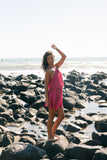 Gia Pleated Halterneck Mini Dress Hot Pink