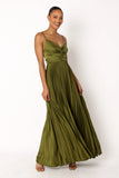 Naira Pleated Maxi Dress Palm Green
