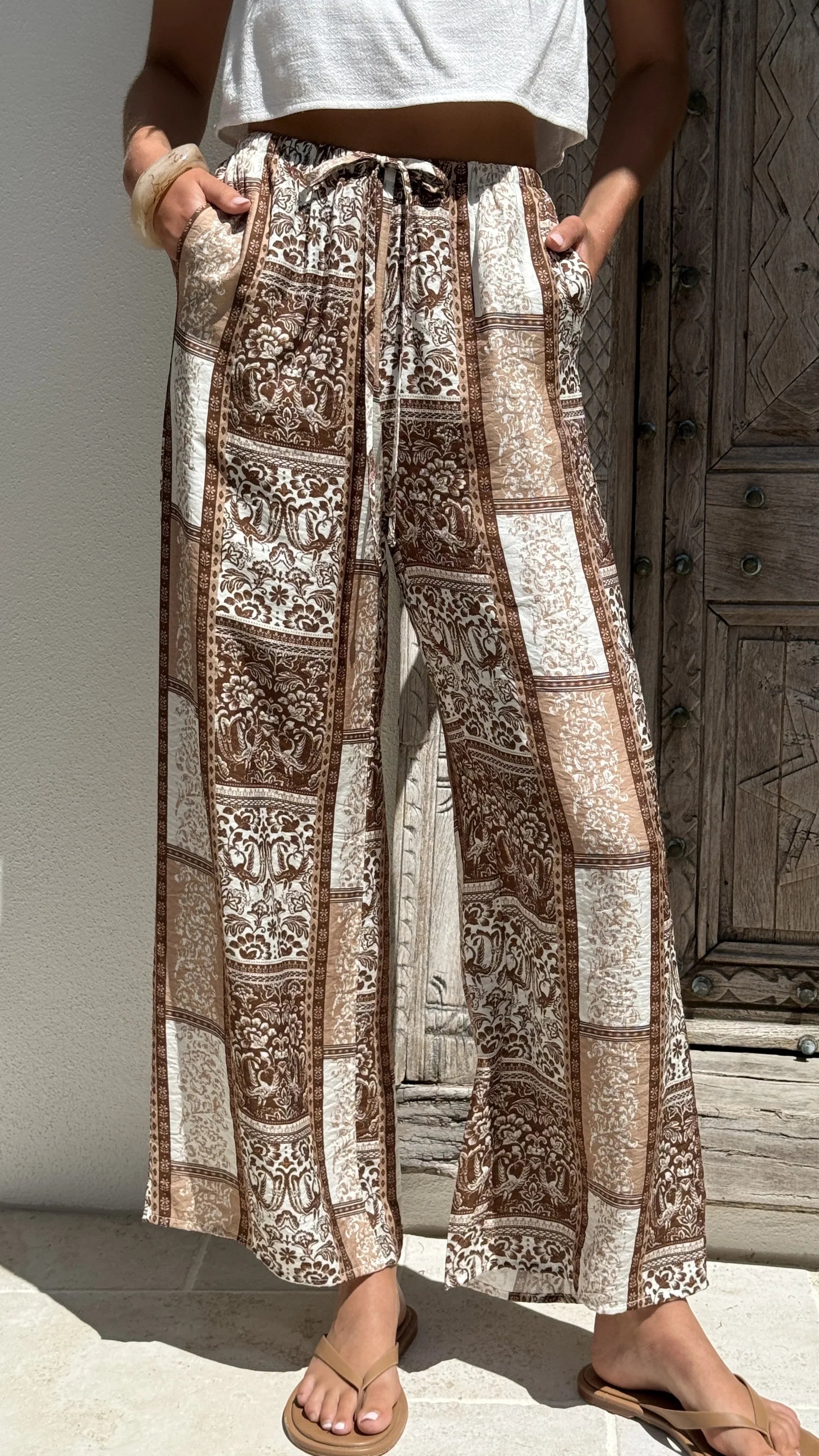 Latisha Pants Brown Beige Print