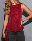 Eleina Flocked Lace Peplum Top