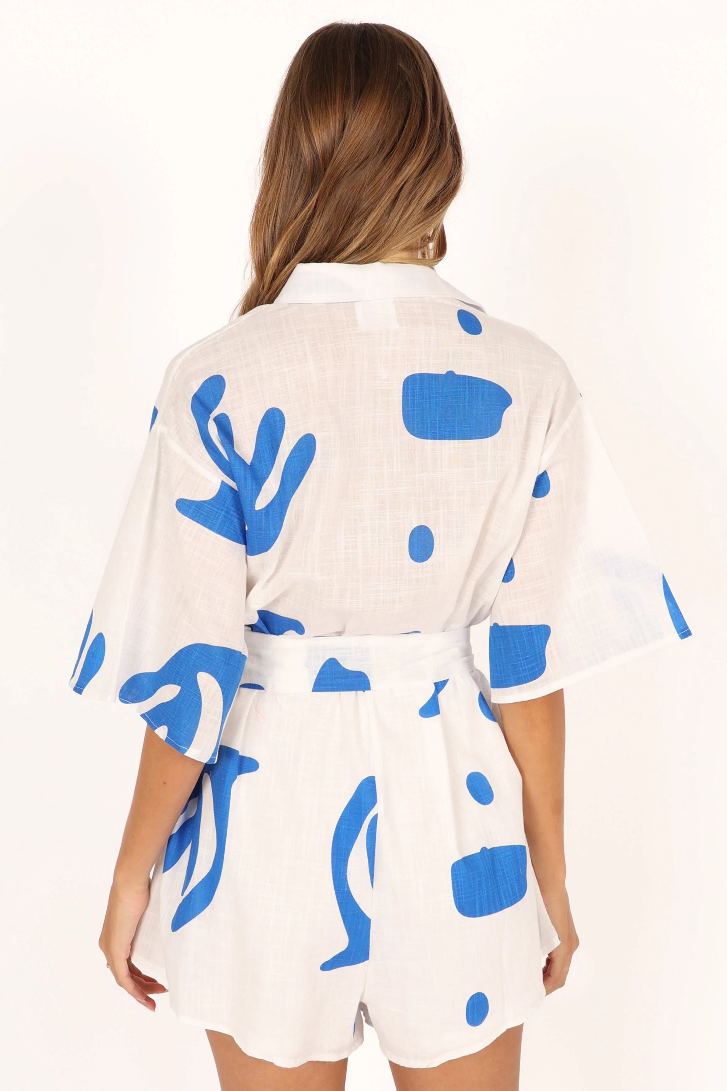 Kellie Romper White Blue