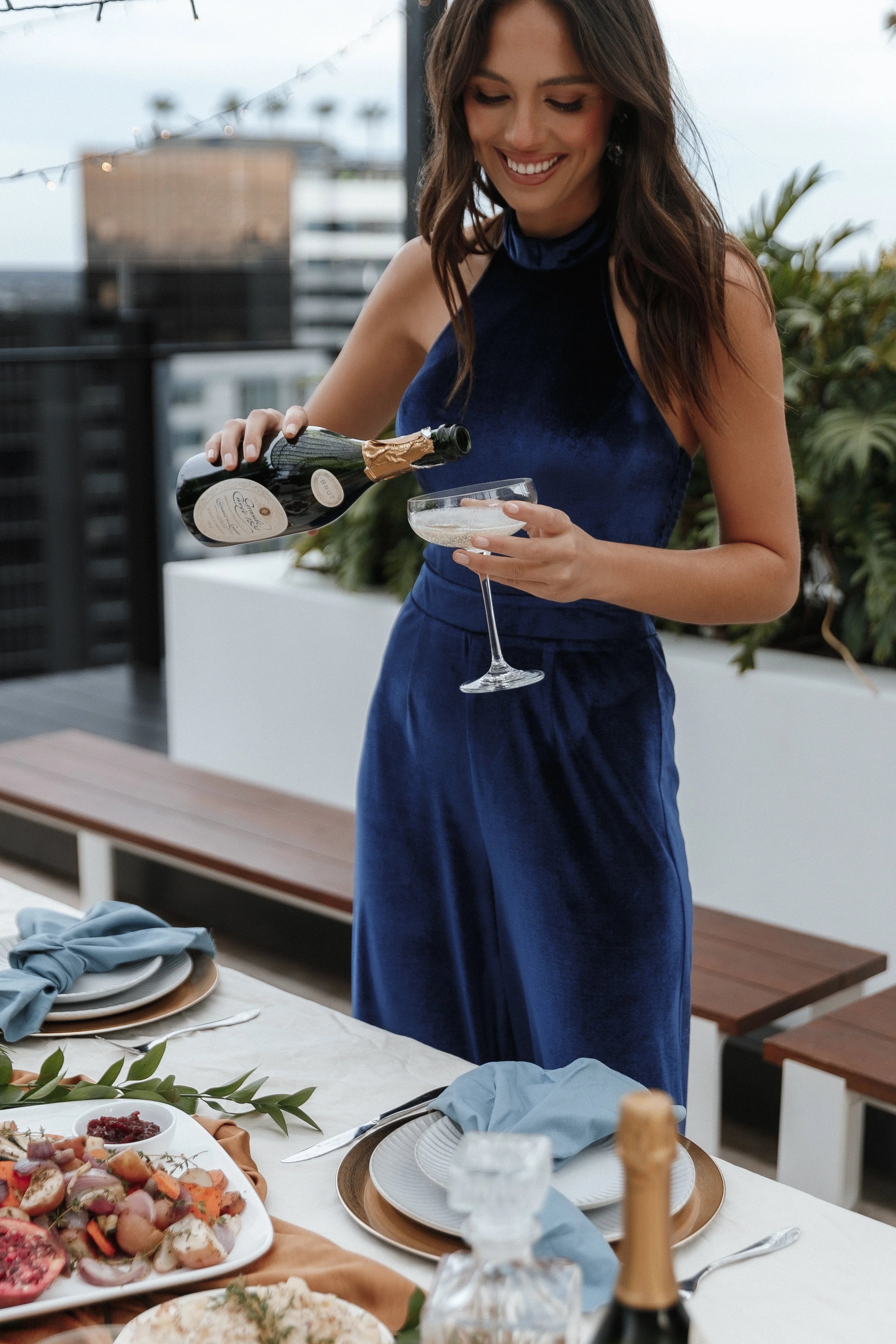Aria Velvet Jumpsuit Sapphire