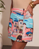 Sunshine Fever Novelty Print Mini Skirt