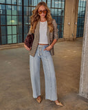 Berner Stretch High Rise Wide Leg Drawstring Pintuck Jeans