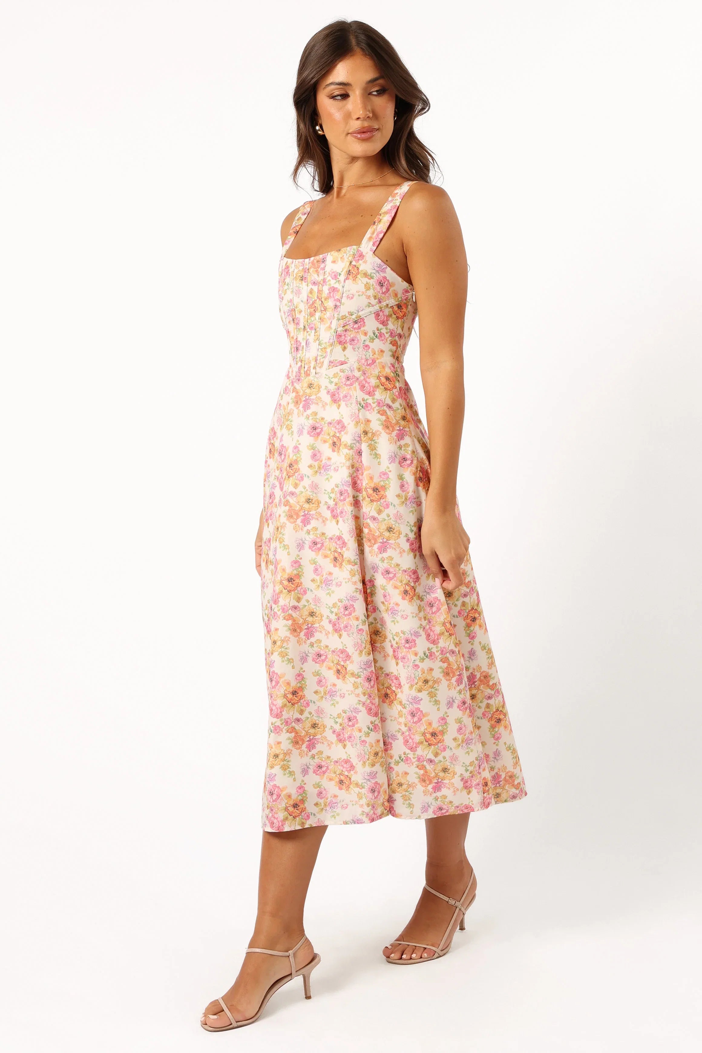 Cosima Midi Dress Pink Floral