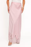 Alira Lace Trim Midi Skirt Pale Pink
