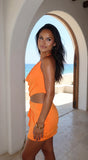 Kaivana Ring Detail Cutout Mini Dress Orange