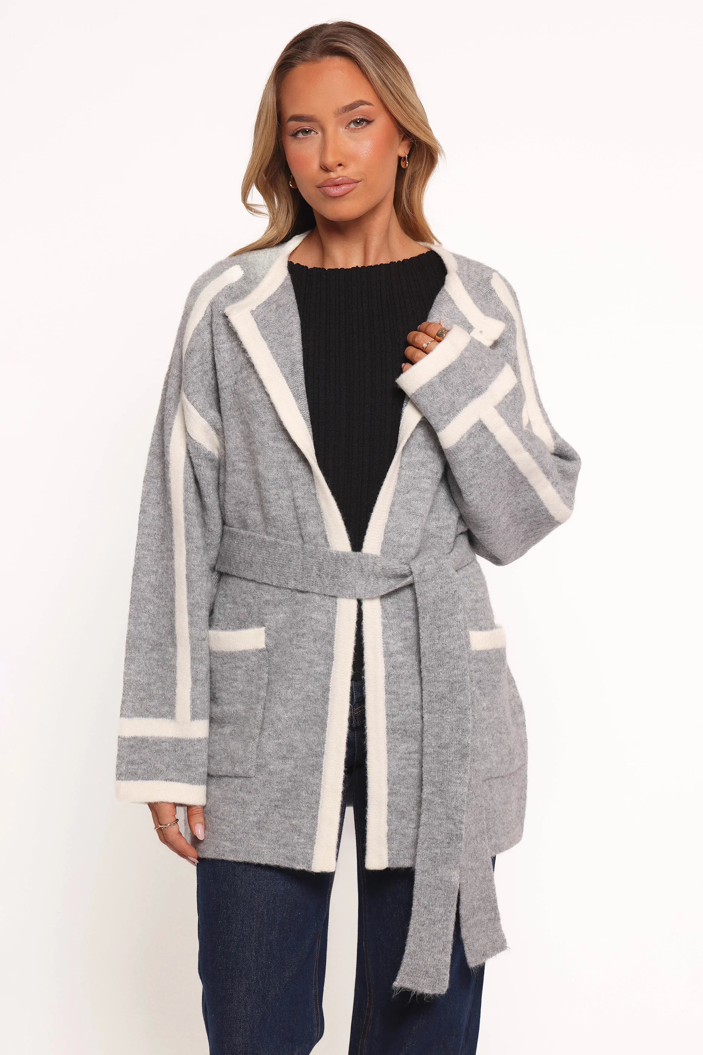 Maloney Tie Front Coatigan Grey