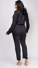 Tamara Black Satin Jumpsuit