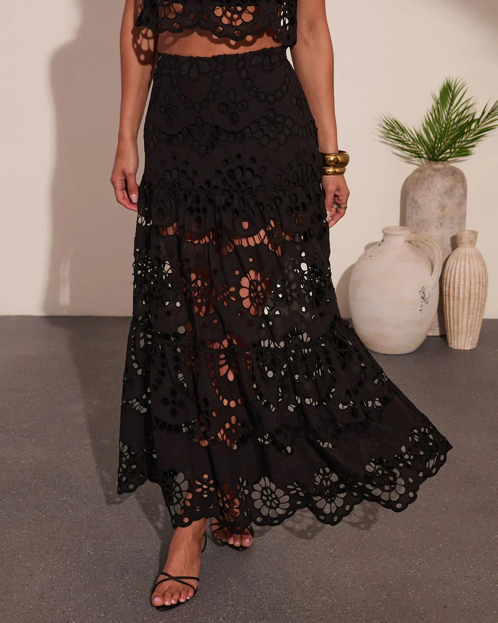 Coastline Energy Floral Eyelet Maxi Skirt
