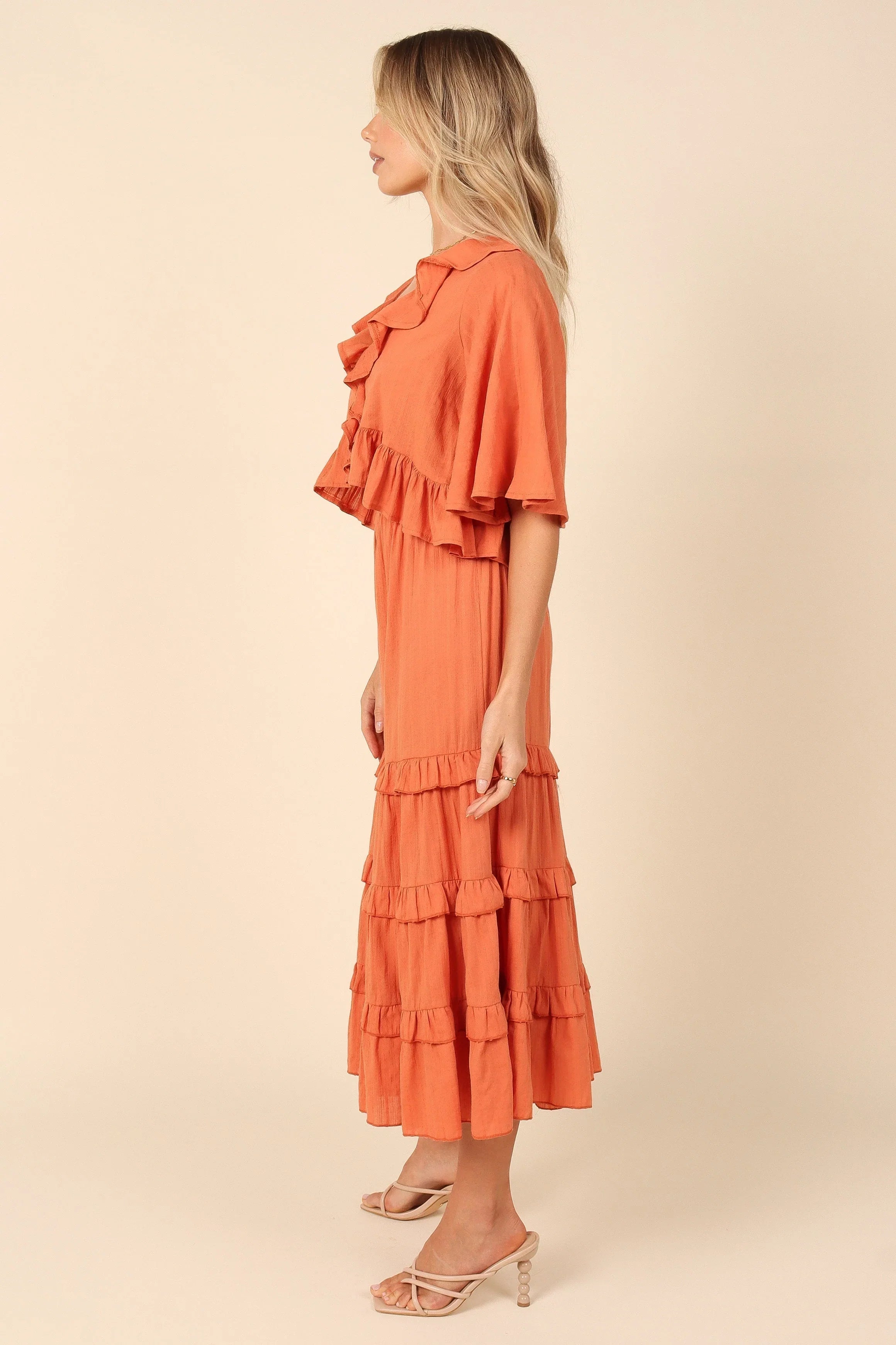 Sheridan Cropped Ruffle Top Rust