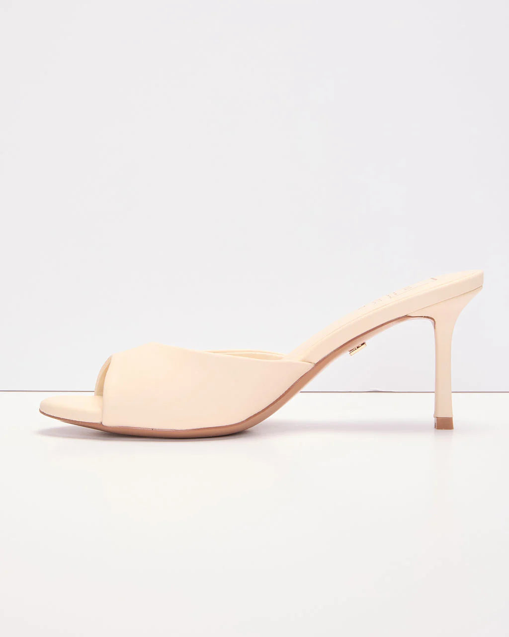 Liorra Vegan Leather Heeled Peep Toe Mules