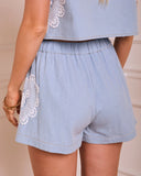 Dawn Whisper Embroidered Mid Rise Shorts