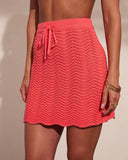 Araceli Open Wavy Knit Waist Tie Mini Skirt
