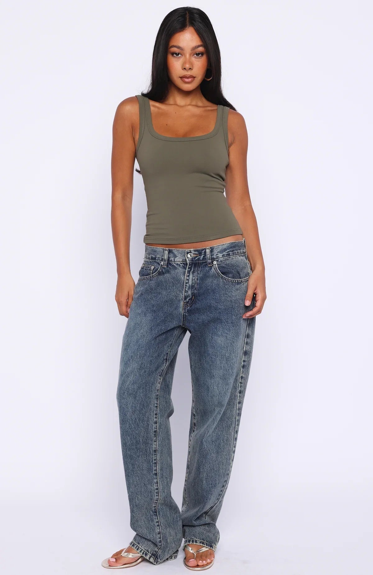 Chill Vibes Tank Top Khaki