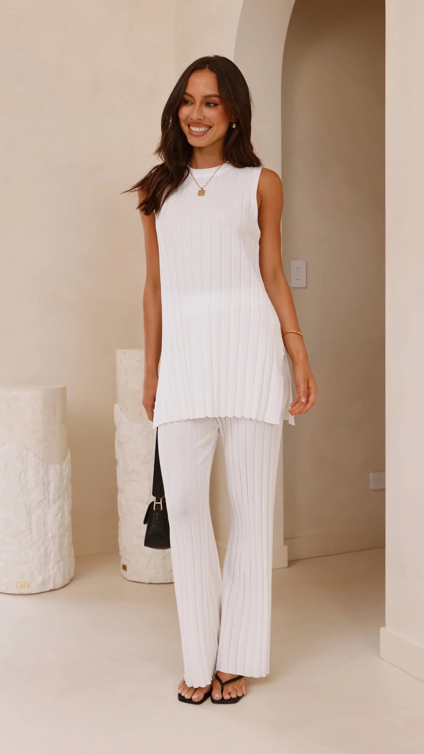 Megan Knit Pants White