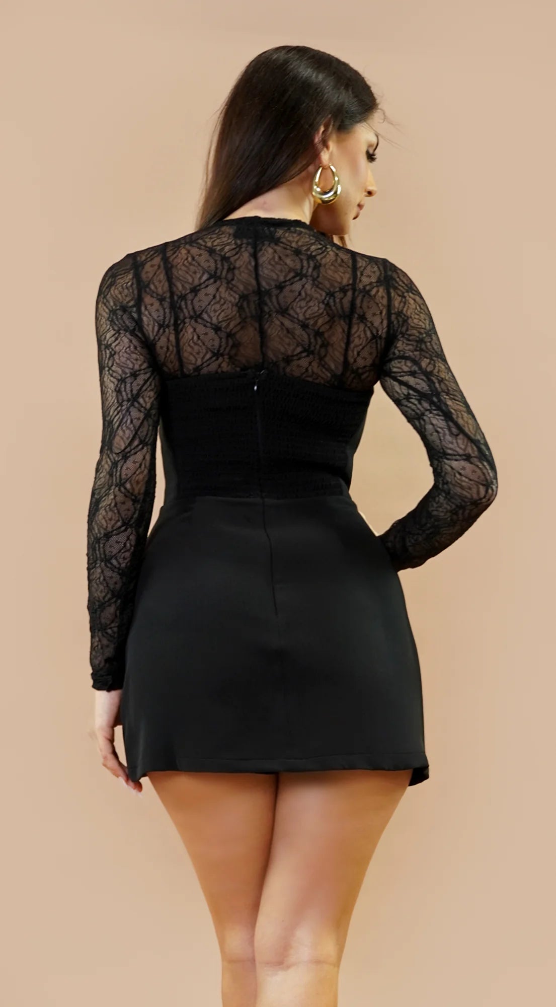 Sheer Lace Print Blouse Black