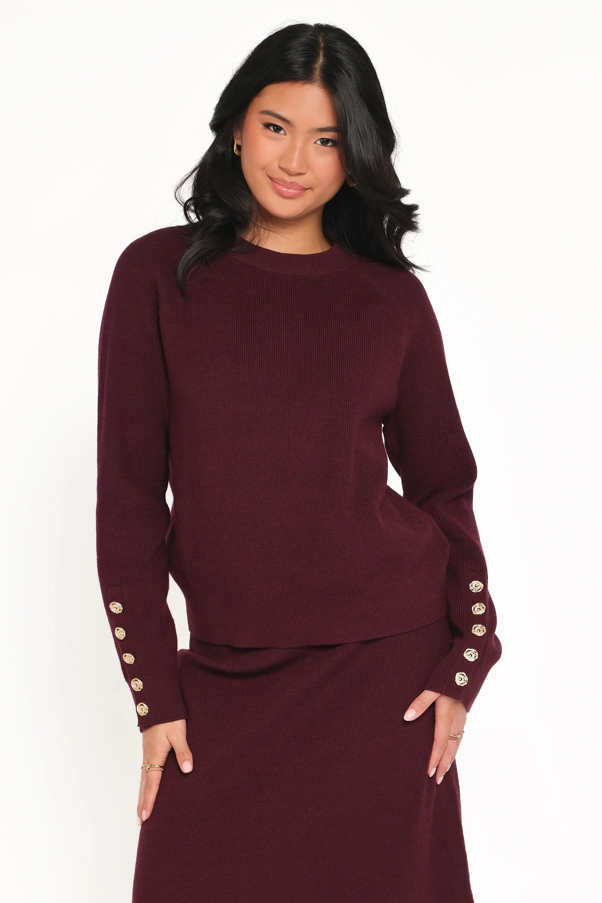 Bridget Maxi Skirt Sweater Set Maroon