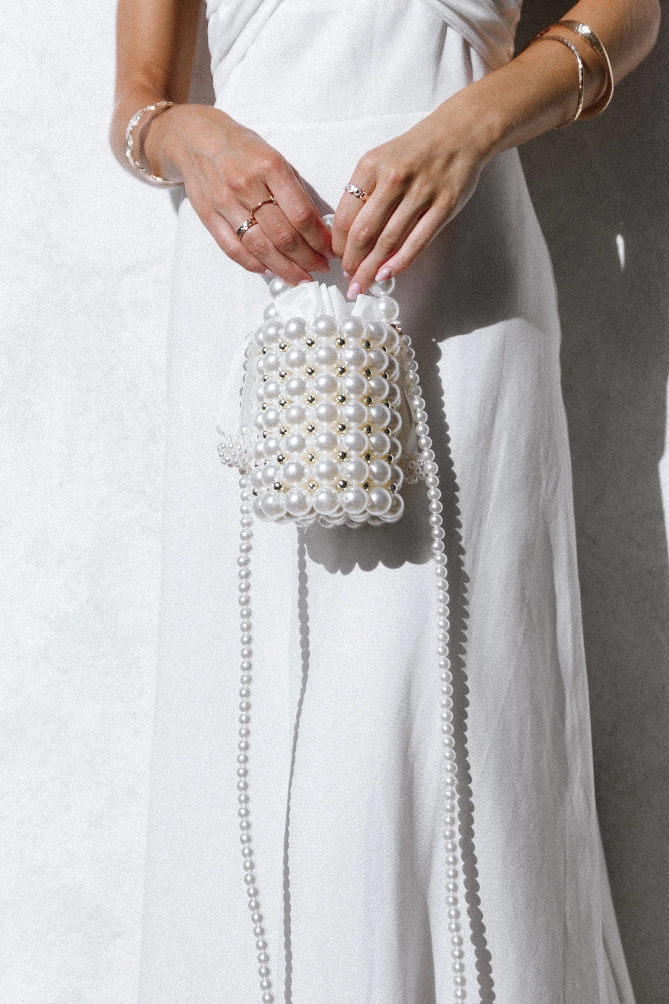 Eleanor Beaded Bag Pearl