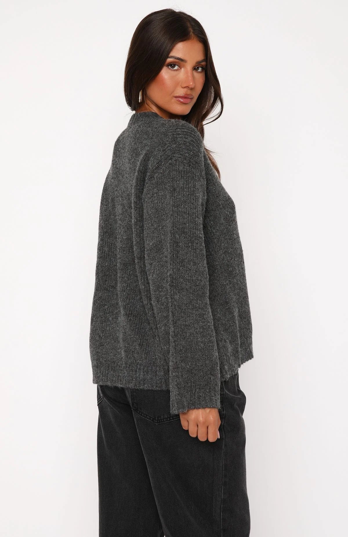 Flashback Knit Cardigan Charcoal