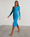 Calloway Colorblock Button Front Midi Dress