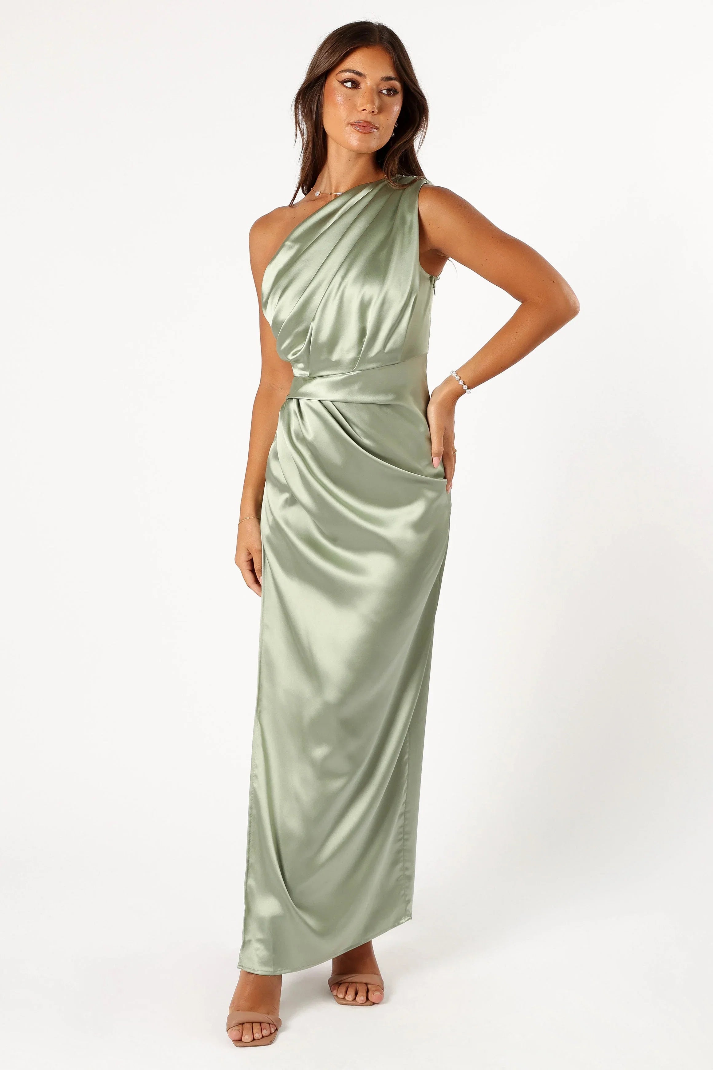 Nadia One Shoulder Maxi Dress Sage