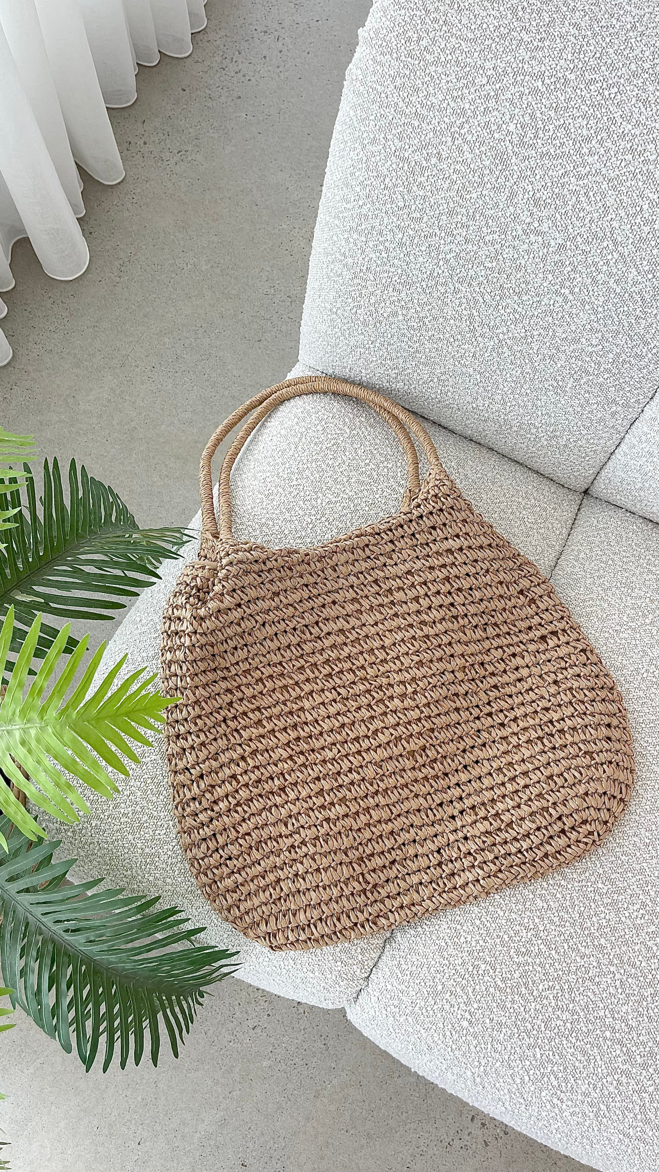 Solana Summer Tote Bag Tan Straw