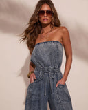 Vintage Outlaw Strapless Chambray Jumpsuit