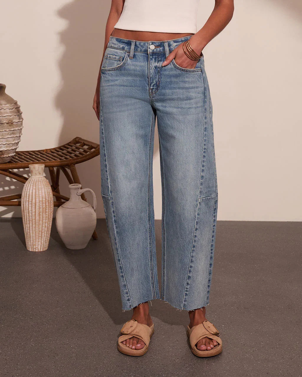 Sydnie Stretch High Rise Barrel Leg Jeans