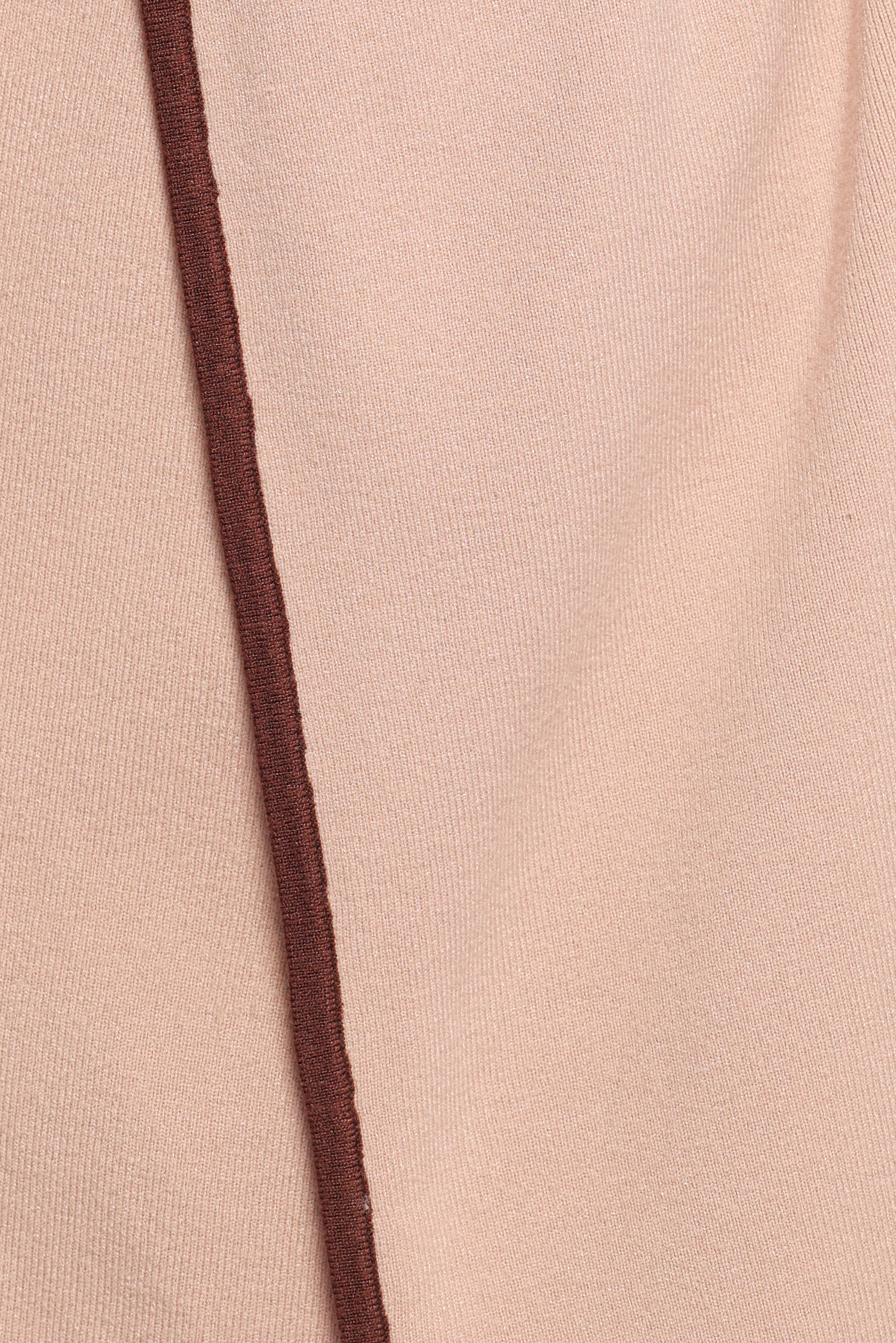 Vallis Contrast Trim Long Cardigan Beige
