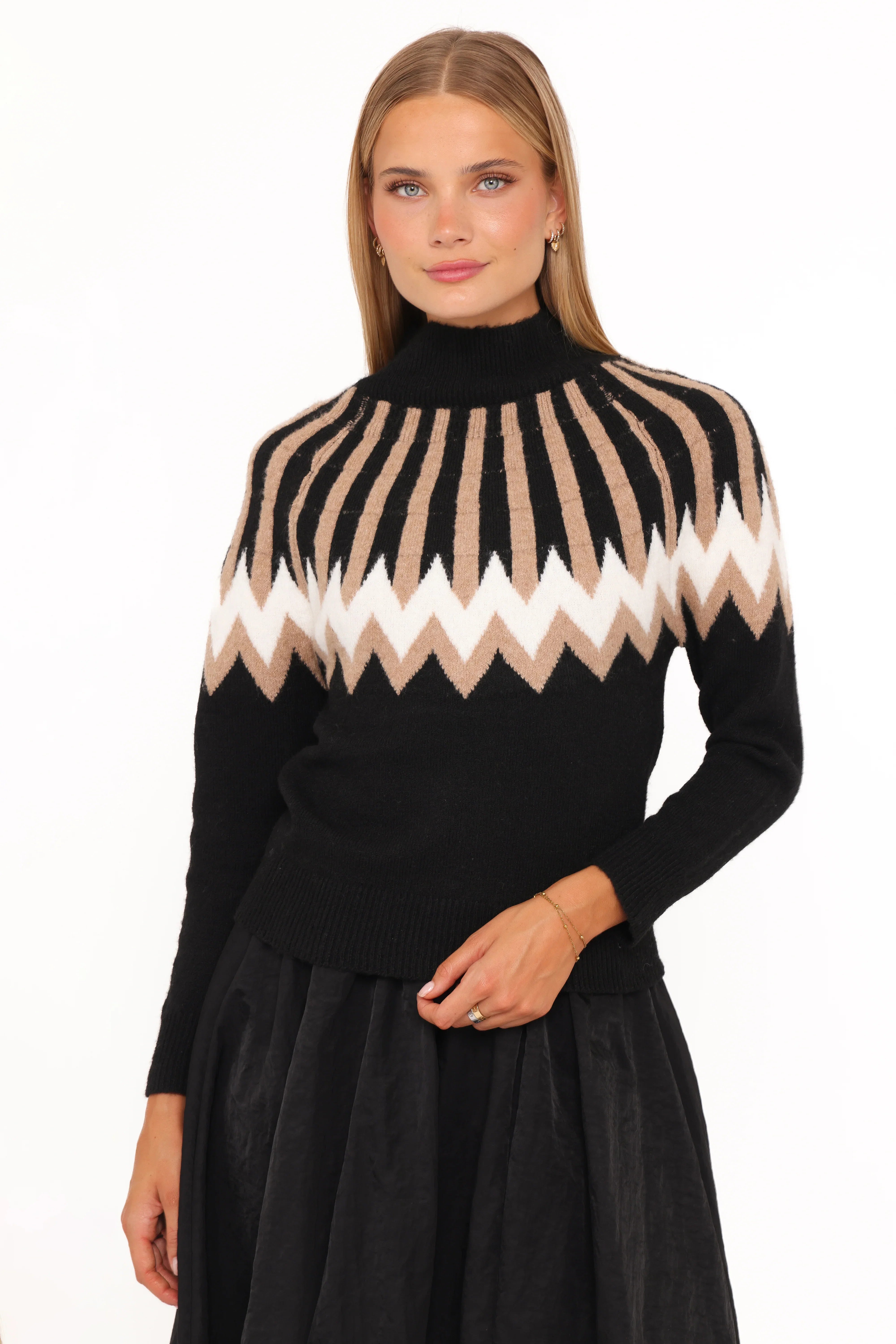 Donner Fairisle Mockneck Sweater Black