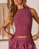 Saddle Check Smocked Tank