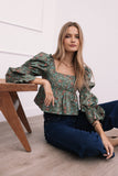 Kenny Top Green Paisley Floral