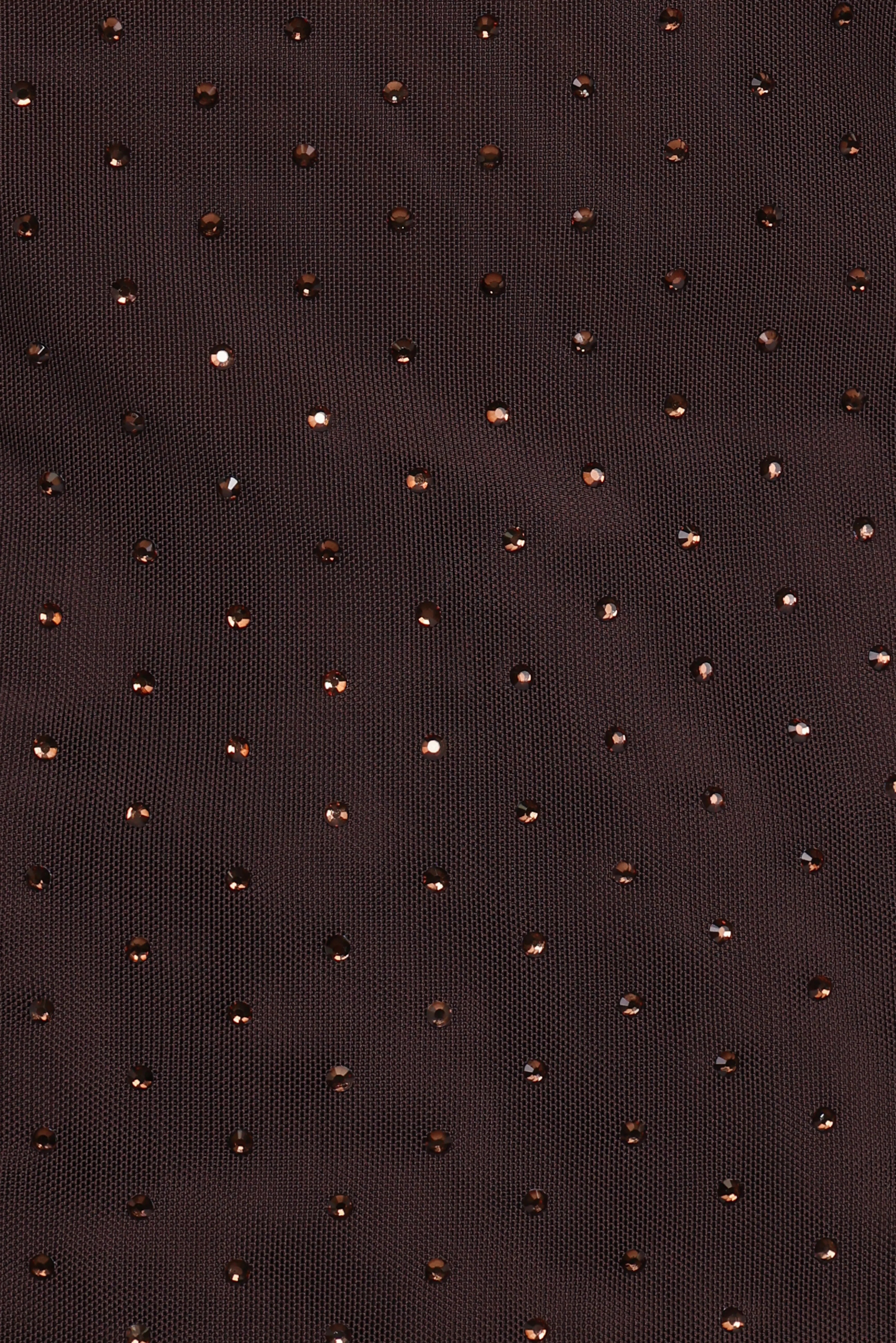 Alejandra Embellished Mesh Top Dark Chocolate