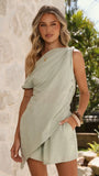 Liana Off Shoulder Top Shorts Set Sage