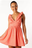 Rowan Frill Mini Dress Coral